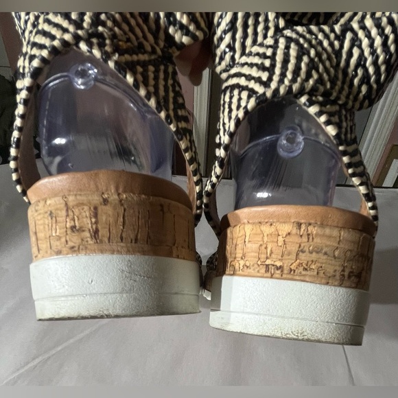 Catherine Malandrino Boho festival Wedge Platform Black and White Sandals size 9 - Picture 6 of 11